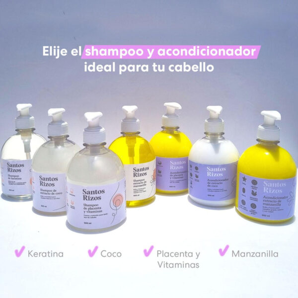 Línea Shampoo y Acondicionadores Santos Rizos