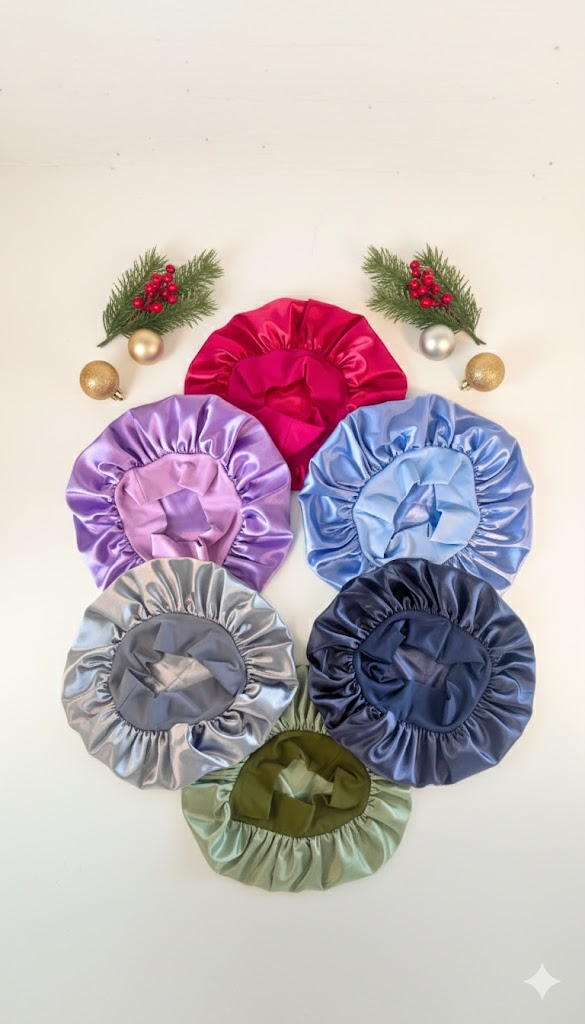 gorro satín santos rizos navidad 2025