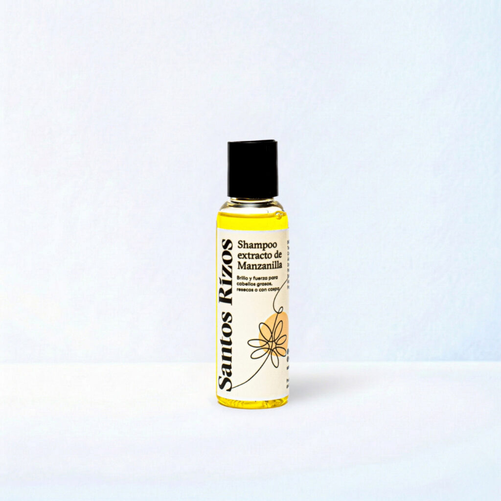 Mini Shampoo de Manzanilla - 60ml Travel Size (Cuero cabelludo graso. Brillo e hidratación)